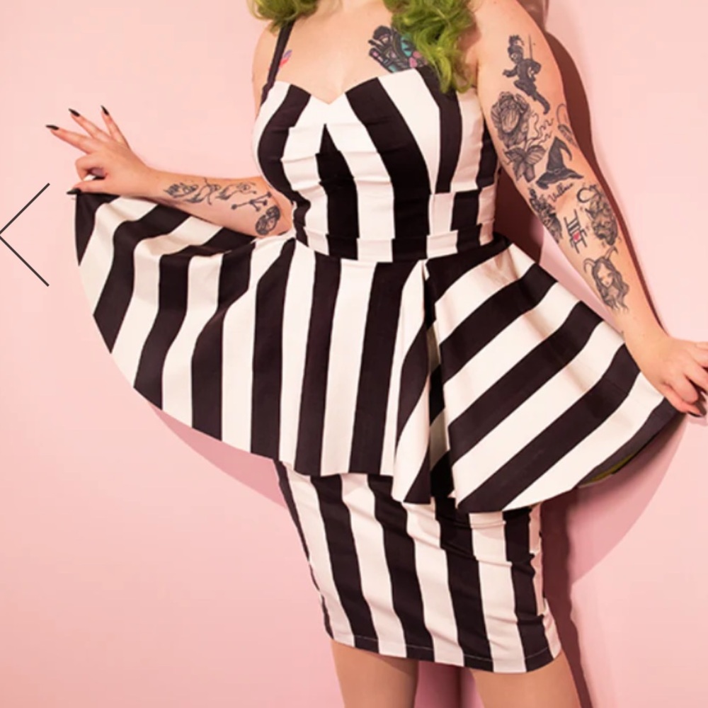NWOT BEETLEJUICE™ GHOST W/ THE MOST PEPLUM DRESS by Vixen by Micheline Pitt Sz L - Picture 5 of 16